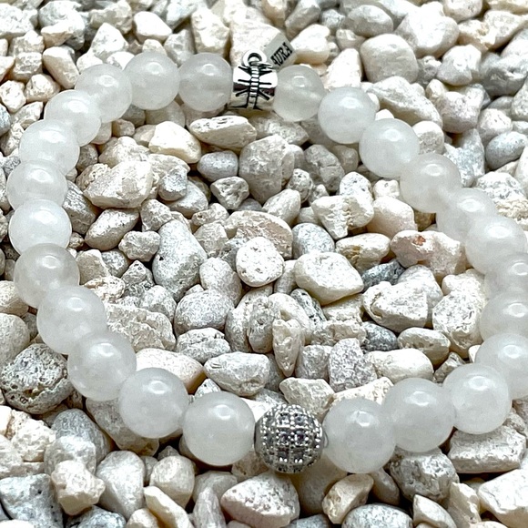 3 bracelets 2 aqua marine and 1 white quartz with Swarovski crystal pave - Picture 2 of 5